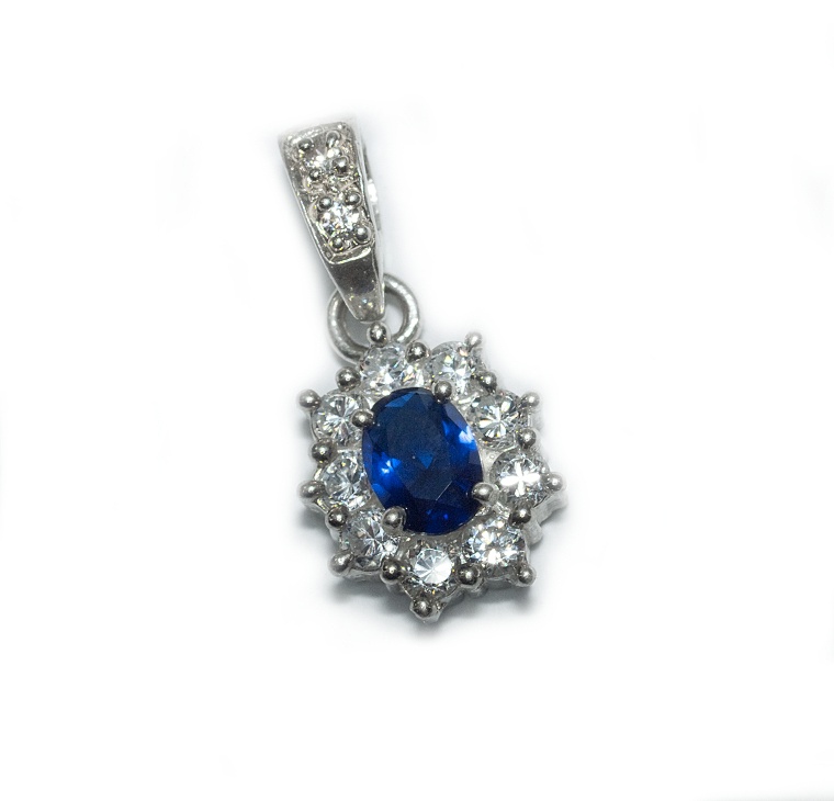 RiverSperky, Hvězdicový stříbrný šperk pro ženy, přívěsek Safír no. 07. Ag7300018