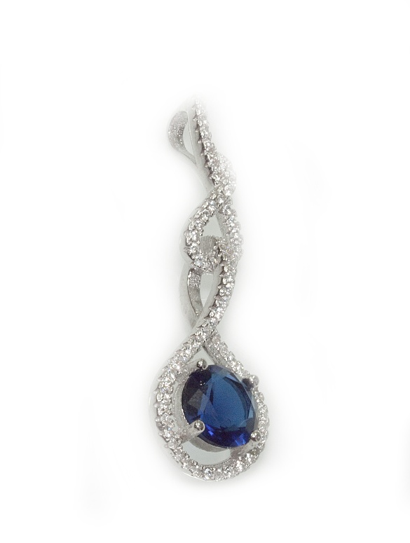 RiverSperky, Stříbrný šperk, přívěsek Safír nr. 08. AGNAU730006
