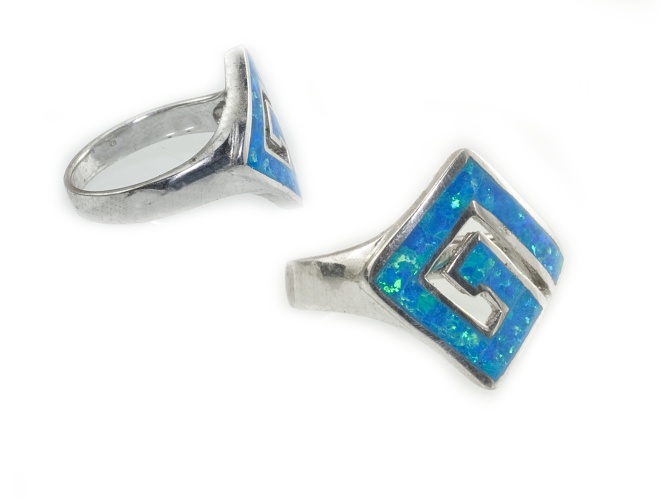 Stříbrný prsten s modrým Opálem Sanntana nr. 02.Agprst69000503